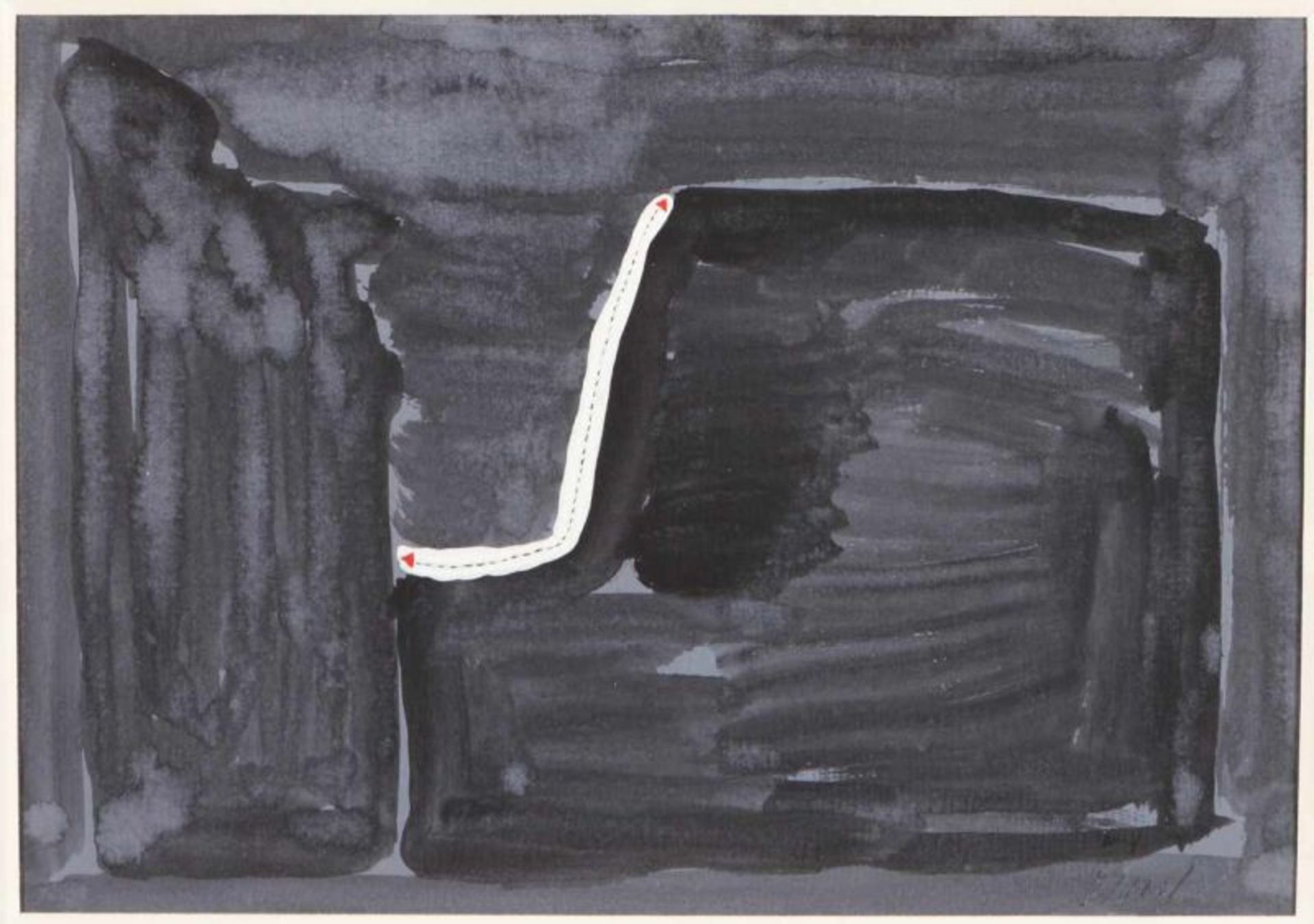 Augusto Barros (1929-1998) "Le Tunel" Gouache on paper Signed and dated Cascais 1978 on the reverse