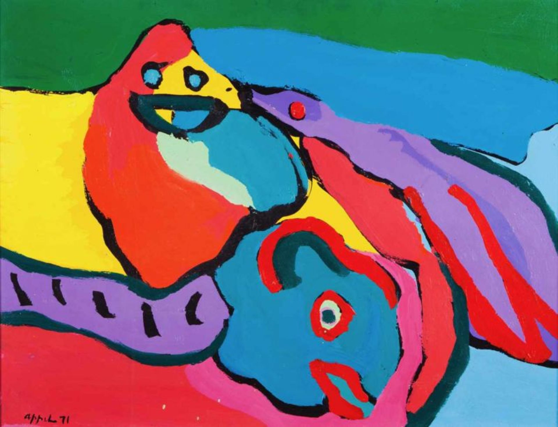 Karel Appel (1921-2006) Untitled Oil on paper laid on canvas Signed and dated 1971 57x75 cm