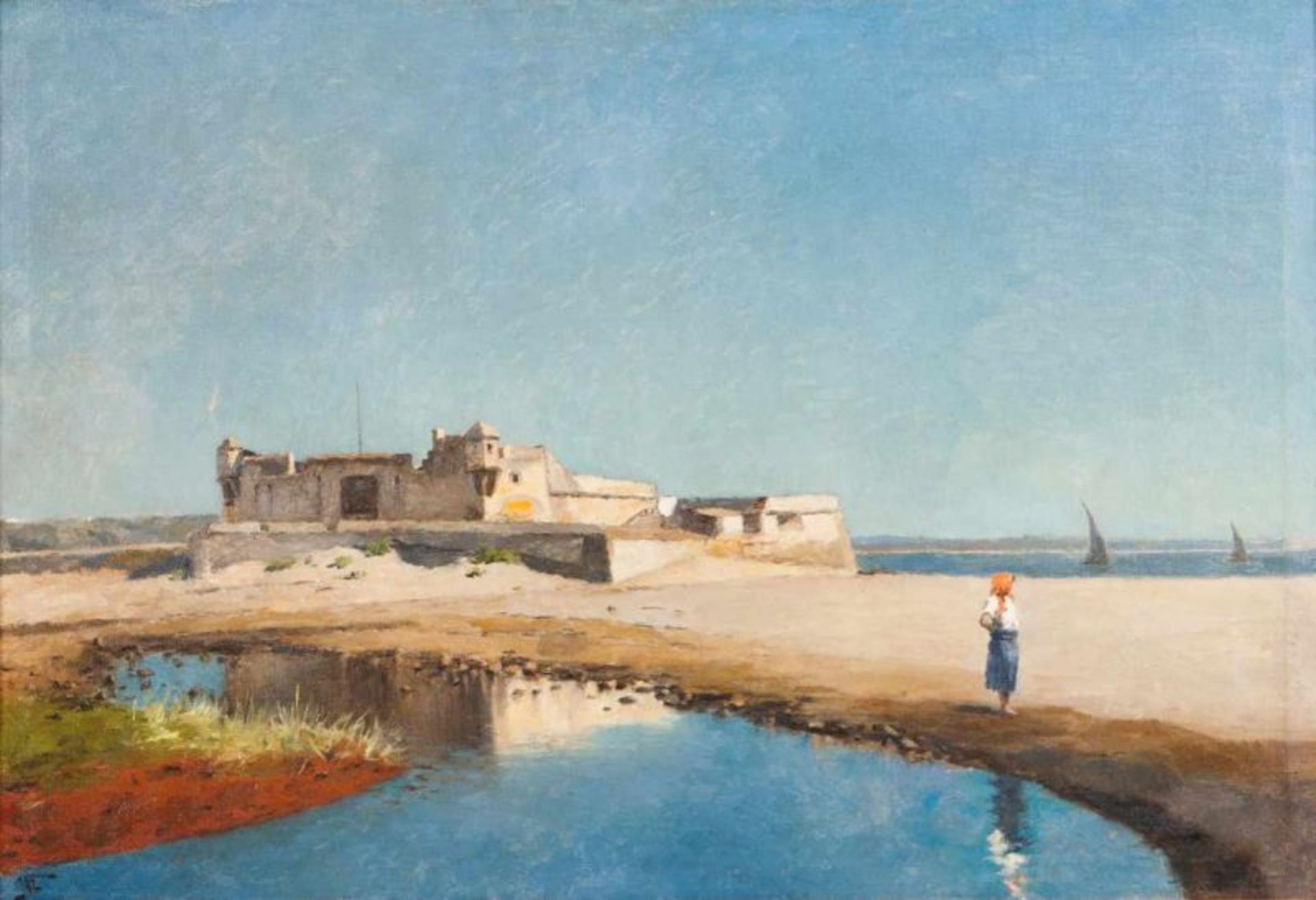 João Vaz (1859-1931) São Bruno fortress, Caxias Oil on canvas Signed One study for this work is
