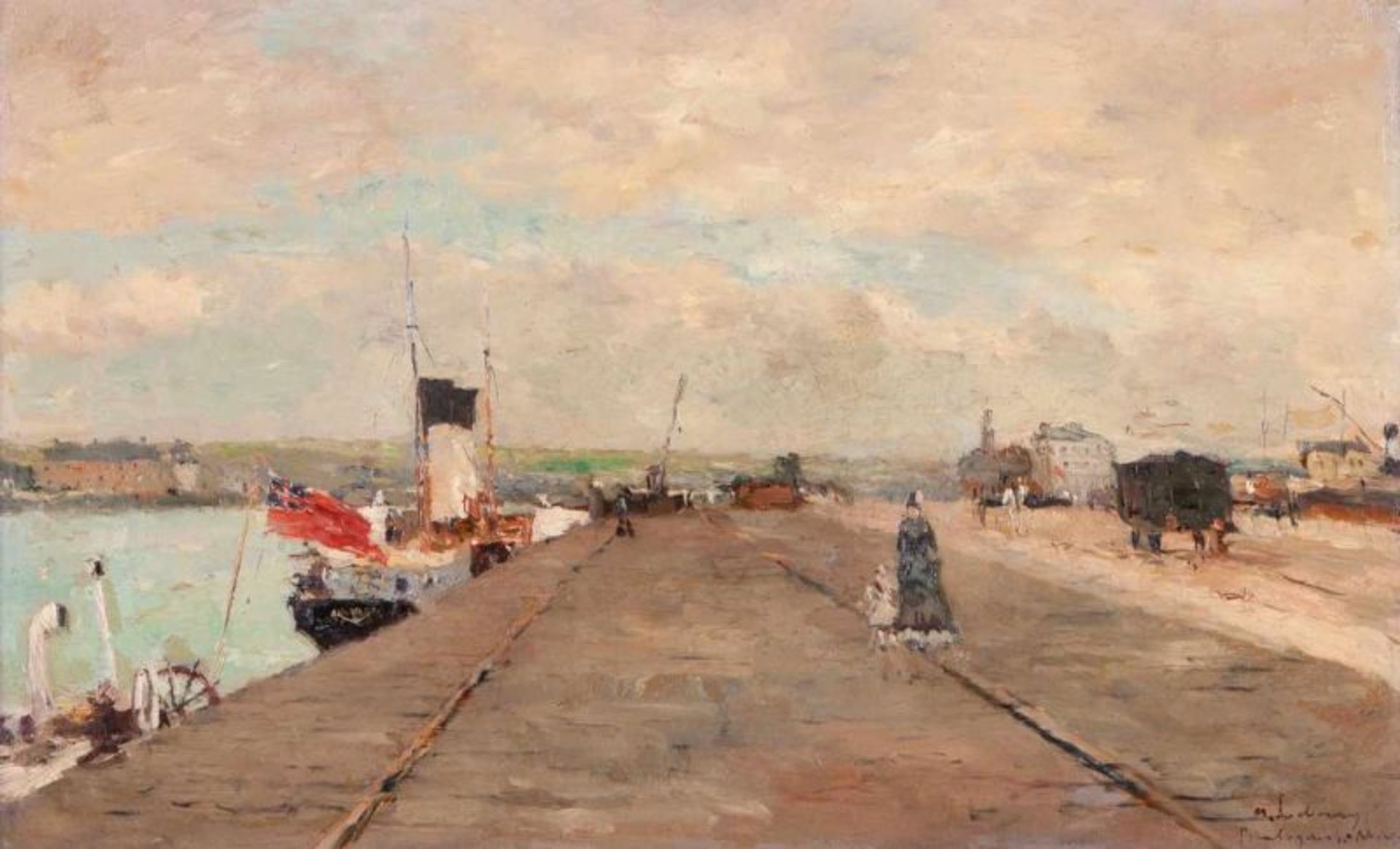 Albert Lebourg (França, 1949-1928) "Le port à Boulogne-sur-Mer" Oil on canvas Signed 40x65 cm