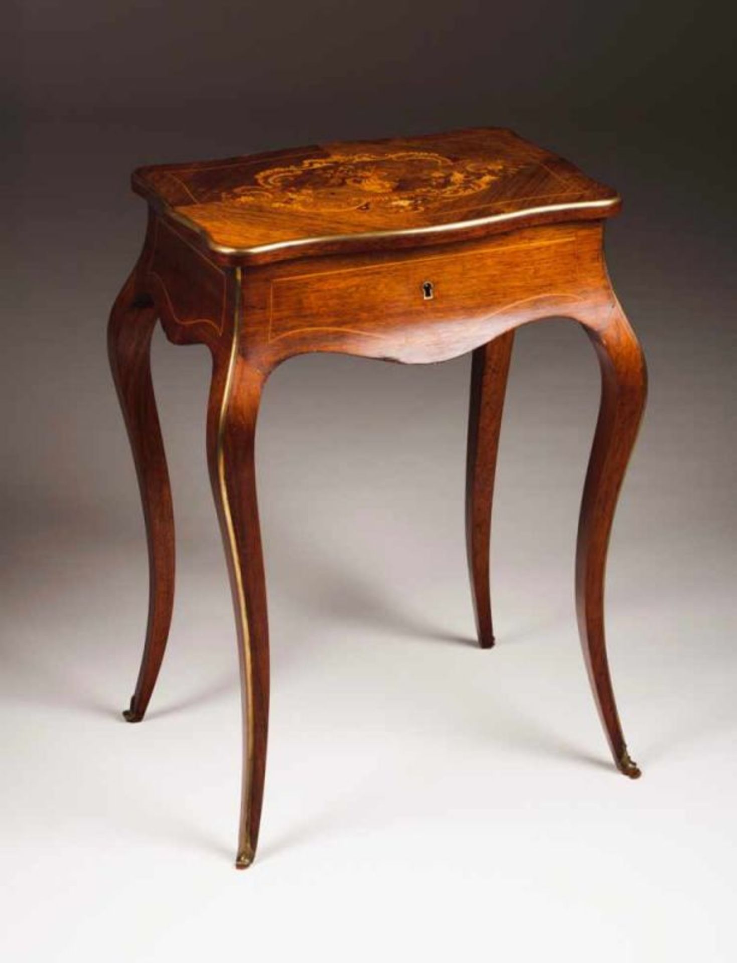 A Napoleon III work table Rosewood Marquetry decoration Gilt bronze mounts France, 19th century