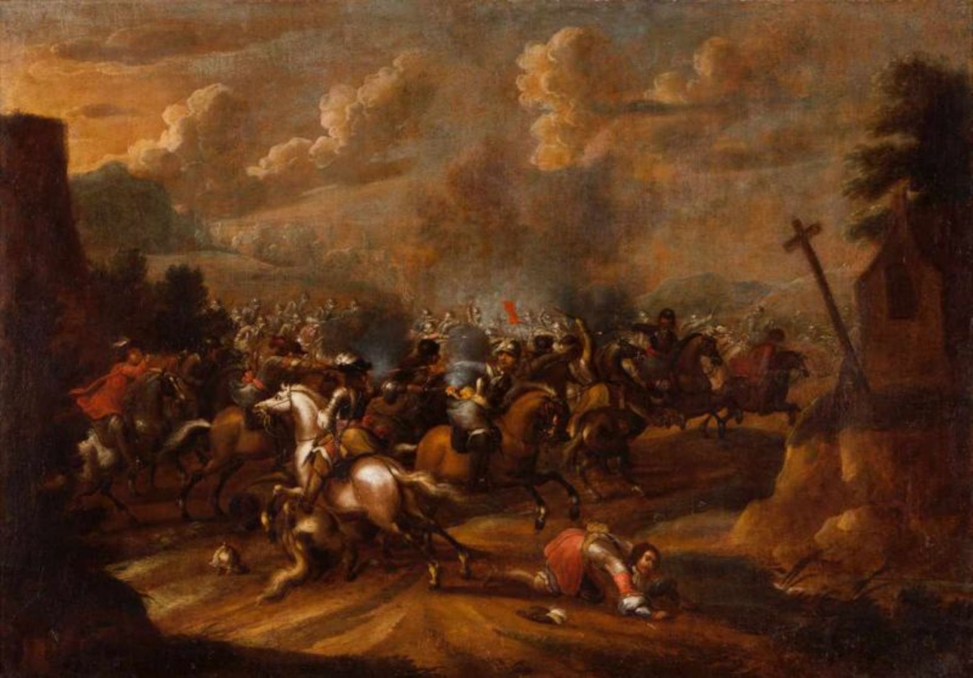 Jacques Courtois Atribb. (França, 1621-1676) Battle scene Oil on canvas 83x120 cm