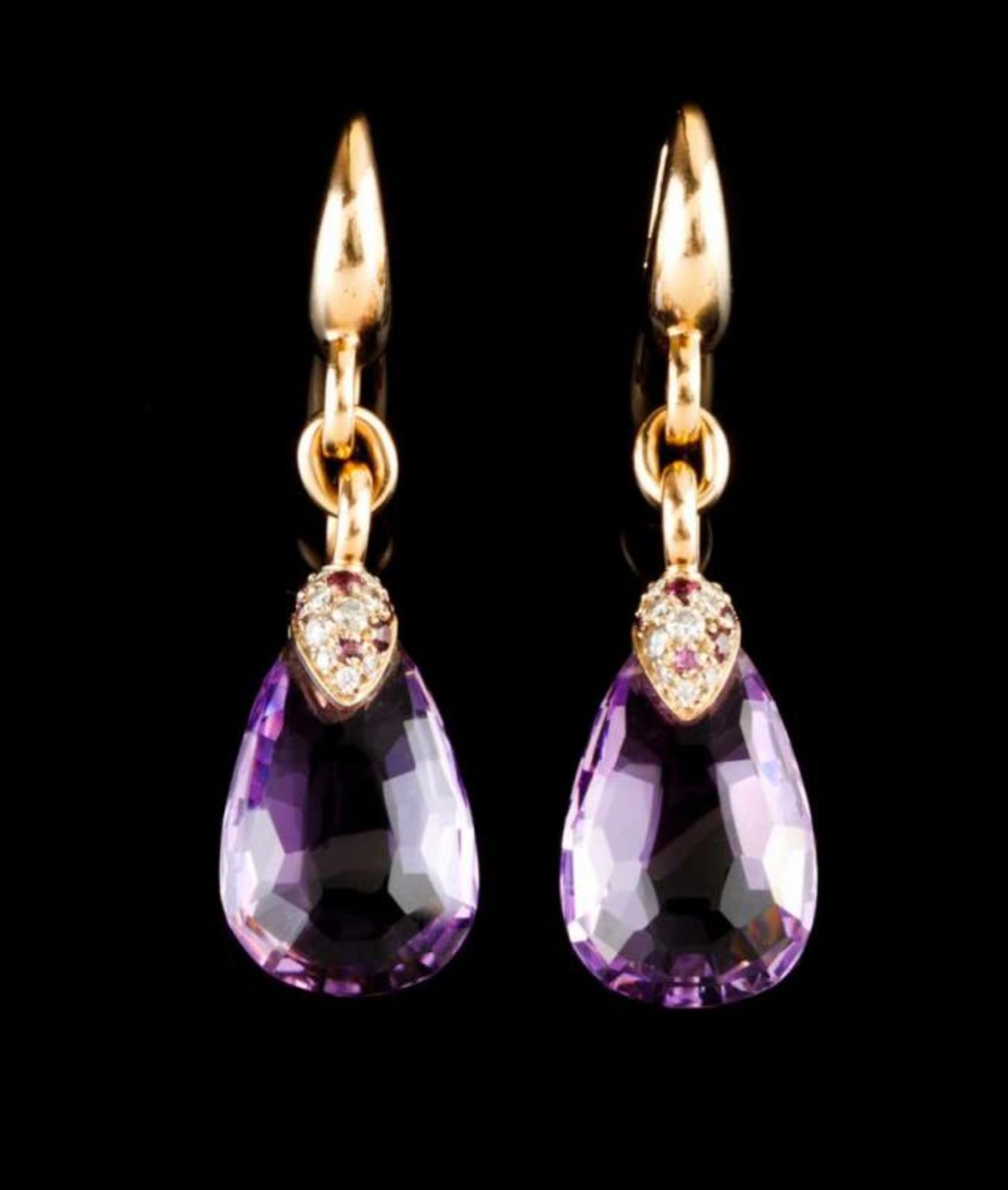 A pair of ear pendants, POMELLATO 18kt gold set with 38 brilliant cut diamonds, brilliant cut