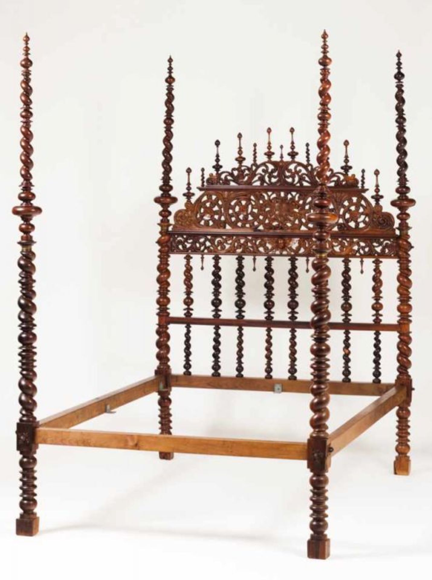 A canopy bed Rosewood Carved and turned decoration Portugal, second half of the 17th century (