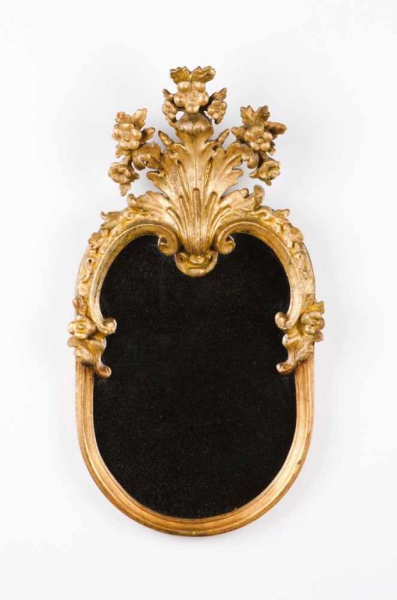 A pair of small wall mirrors Carved and gilt wood Europe, 19th century (small defects) 51x27 cm - Image 2 of 2