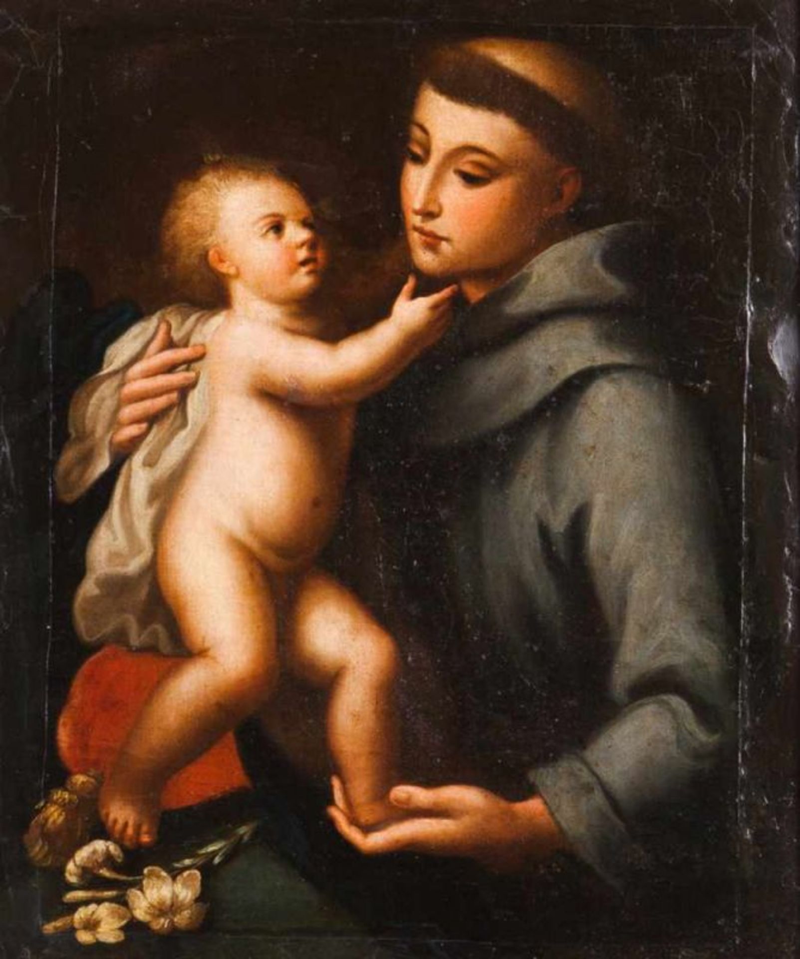 Portuguese school of the 18th century Saint Anthony with the Child Oil on canvas 48x41,5 cm