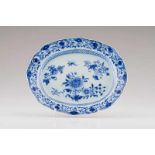 A scalloped dish Chinese export porcelain Blue decoration depicting flowers Qianlong Period (1736-