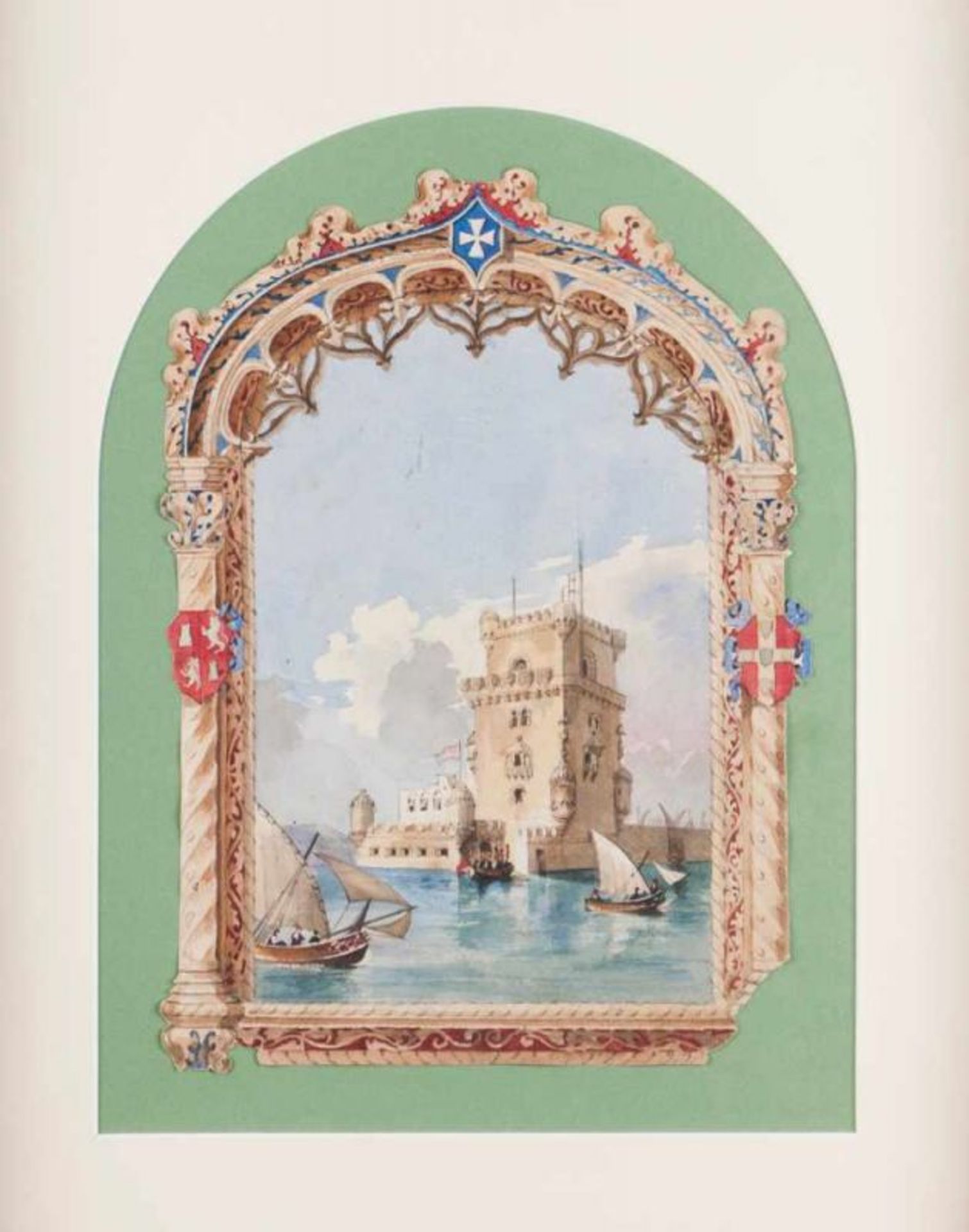 George Vivian Attrib. (1798-1873) Tower of Belém Water colour on paper laid on cardboard Probably