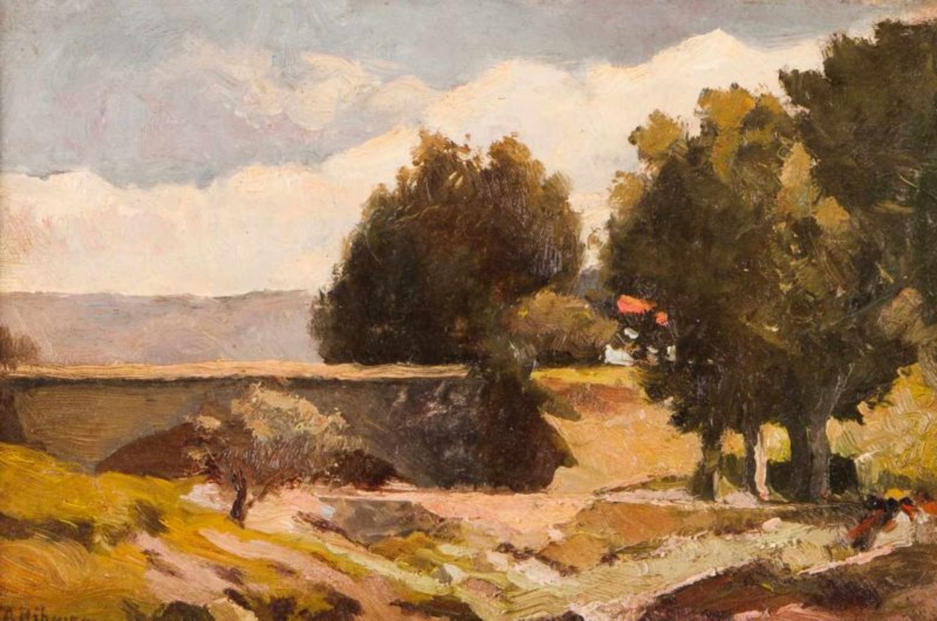 João Augusto Ribeiro (1860-1923) Landscape Oil on panel Signed 18x25 cm