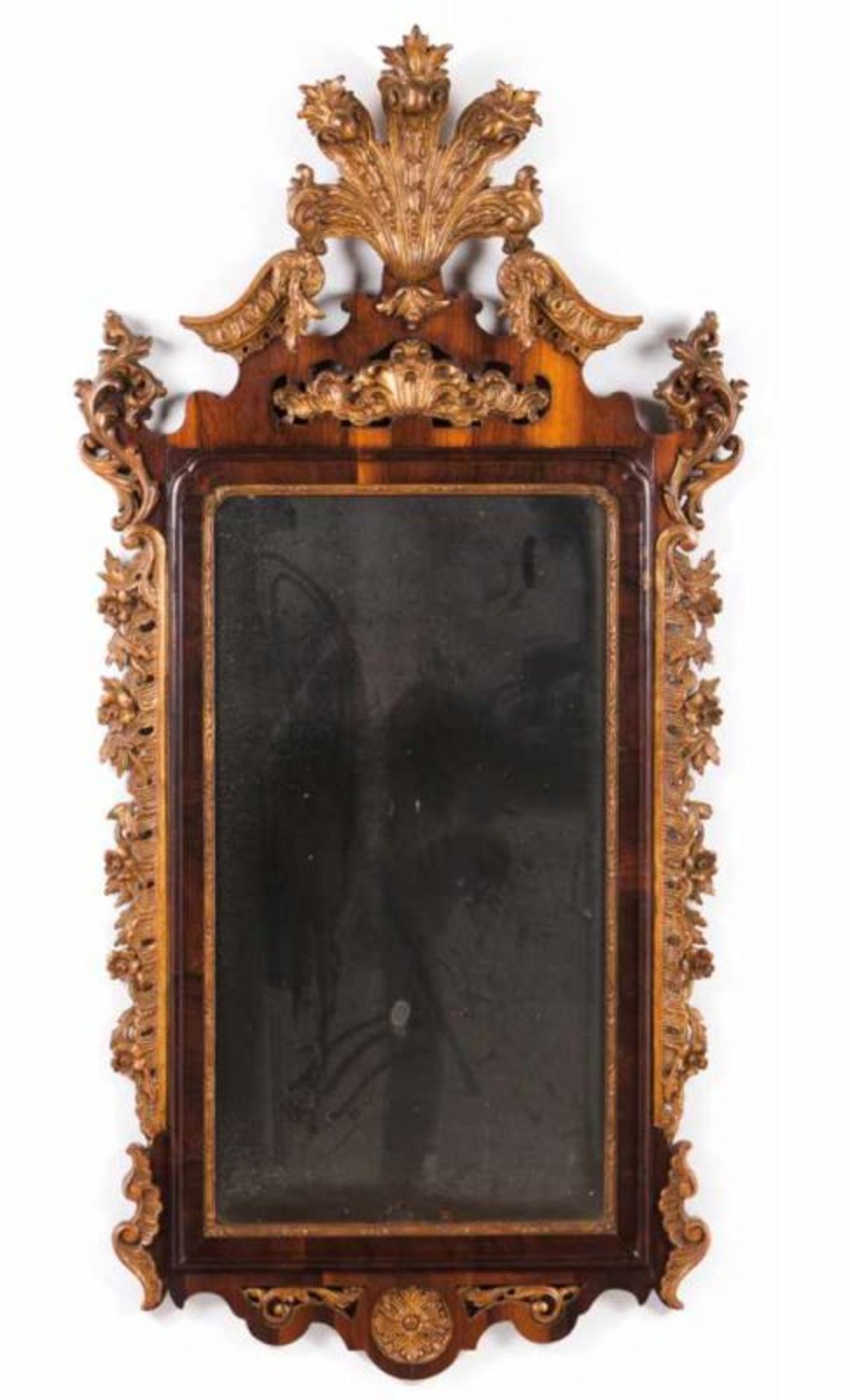 A pair of D. José mirrors Rosewood Carved and gilt decoration with floral and shell motifs