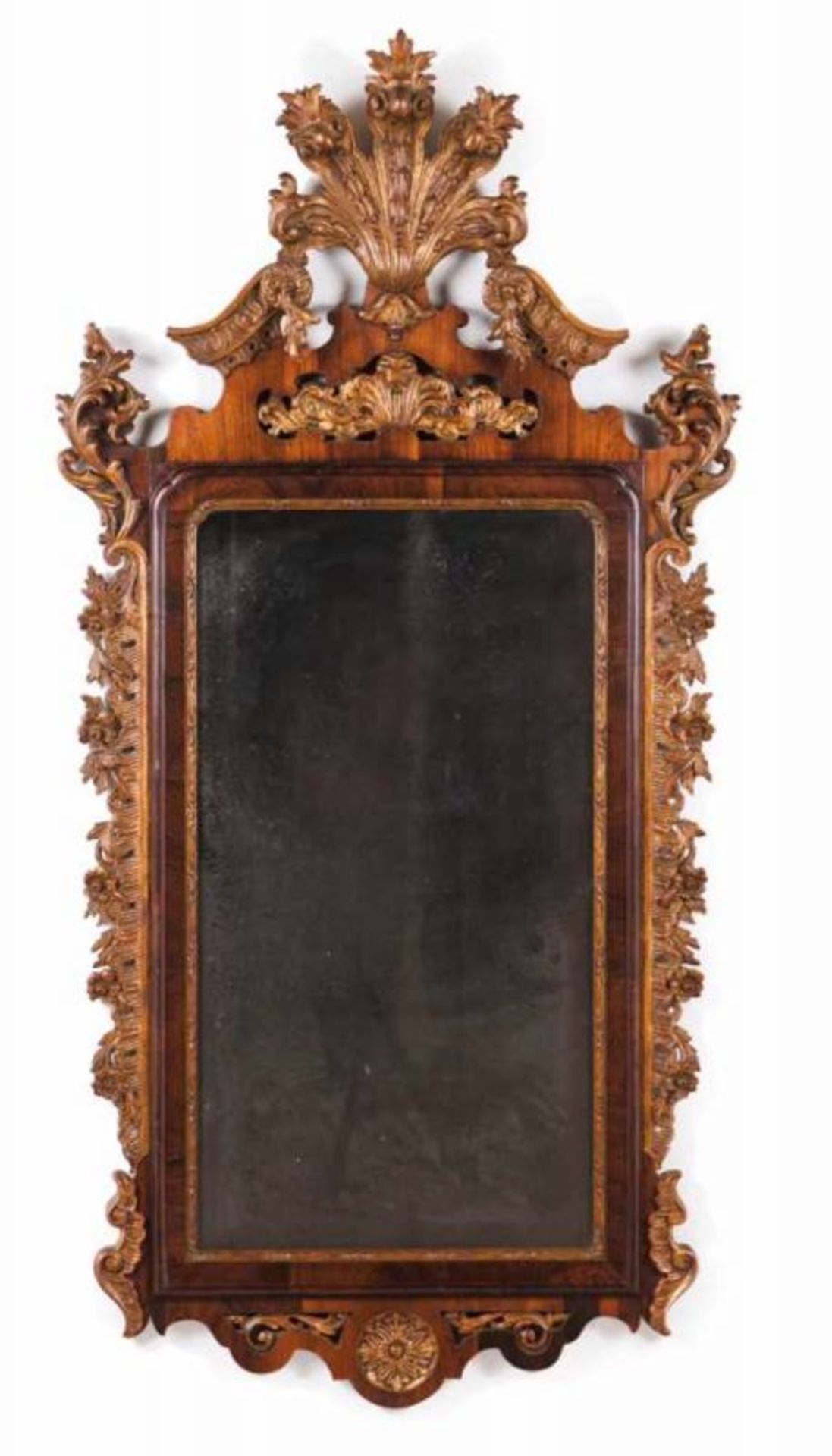 A pair of D. José mirrors Rosewood Carved and gilt decoration with floral and shell motifs - Image 2 of 2