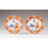 A plate Chinese export porcelain Imari decoration "Dame au Parasol" after Cornelis Pronk Qianlong