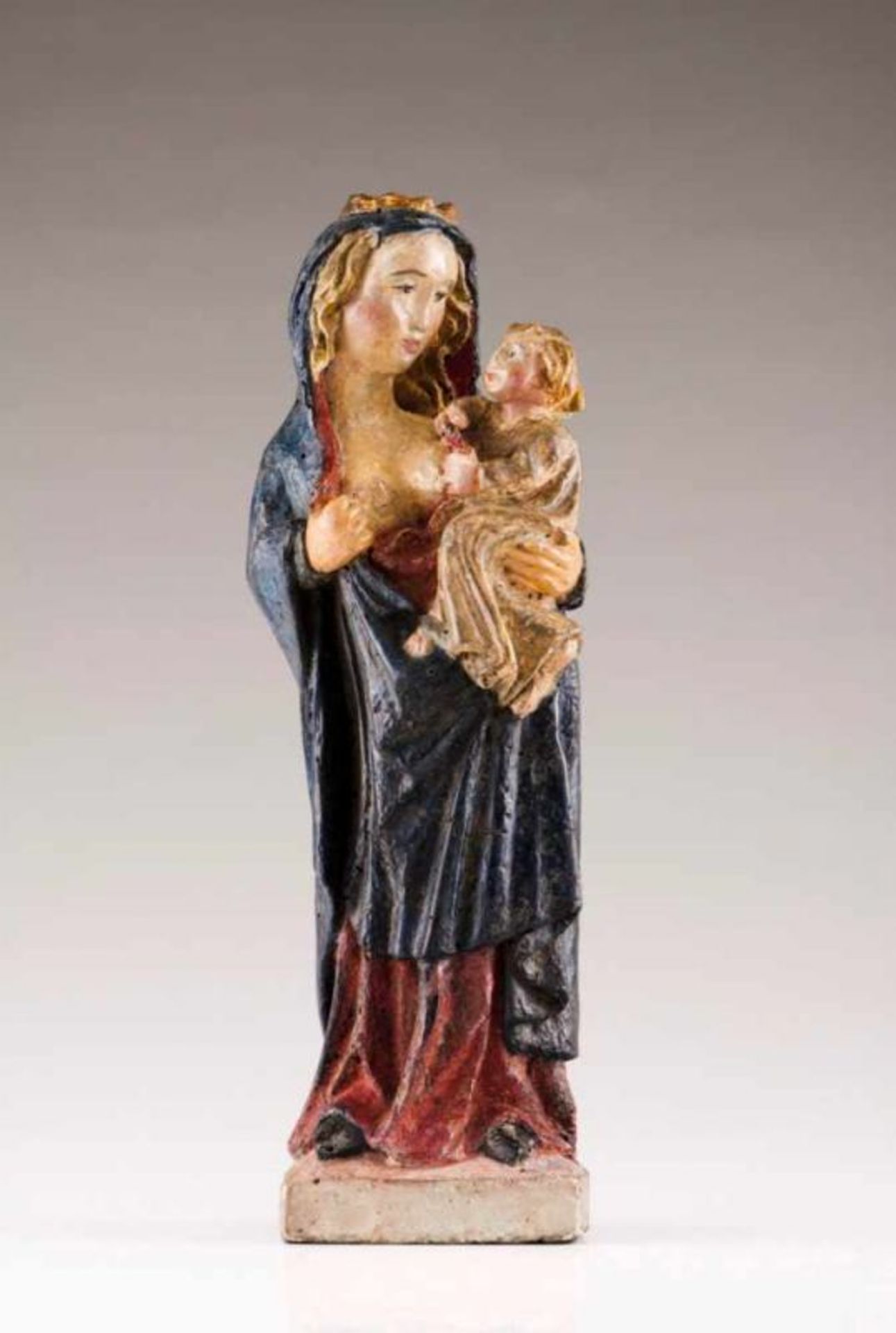 Our Lady of the Milk with the Child Polychrome wood sculpture France, 15th century (some parts