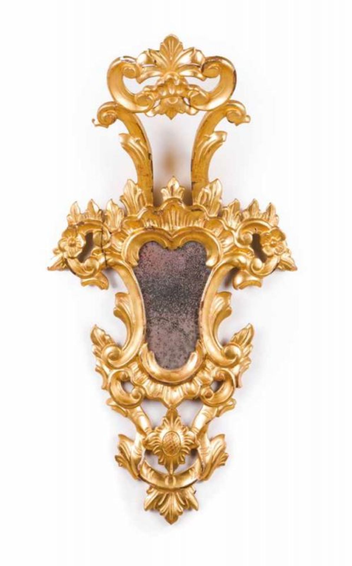 A pair of small wall mirrors Carved and gilt wood Spain, late 19th, early 20th century (small