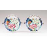 A pair of plate warmers Chinese export porcelain Polychrome "Tobacco Leaf" decoration Qianlong