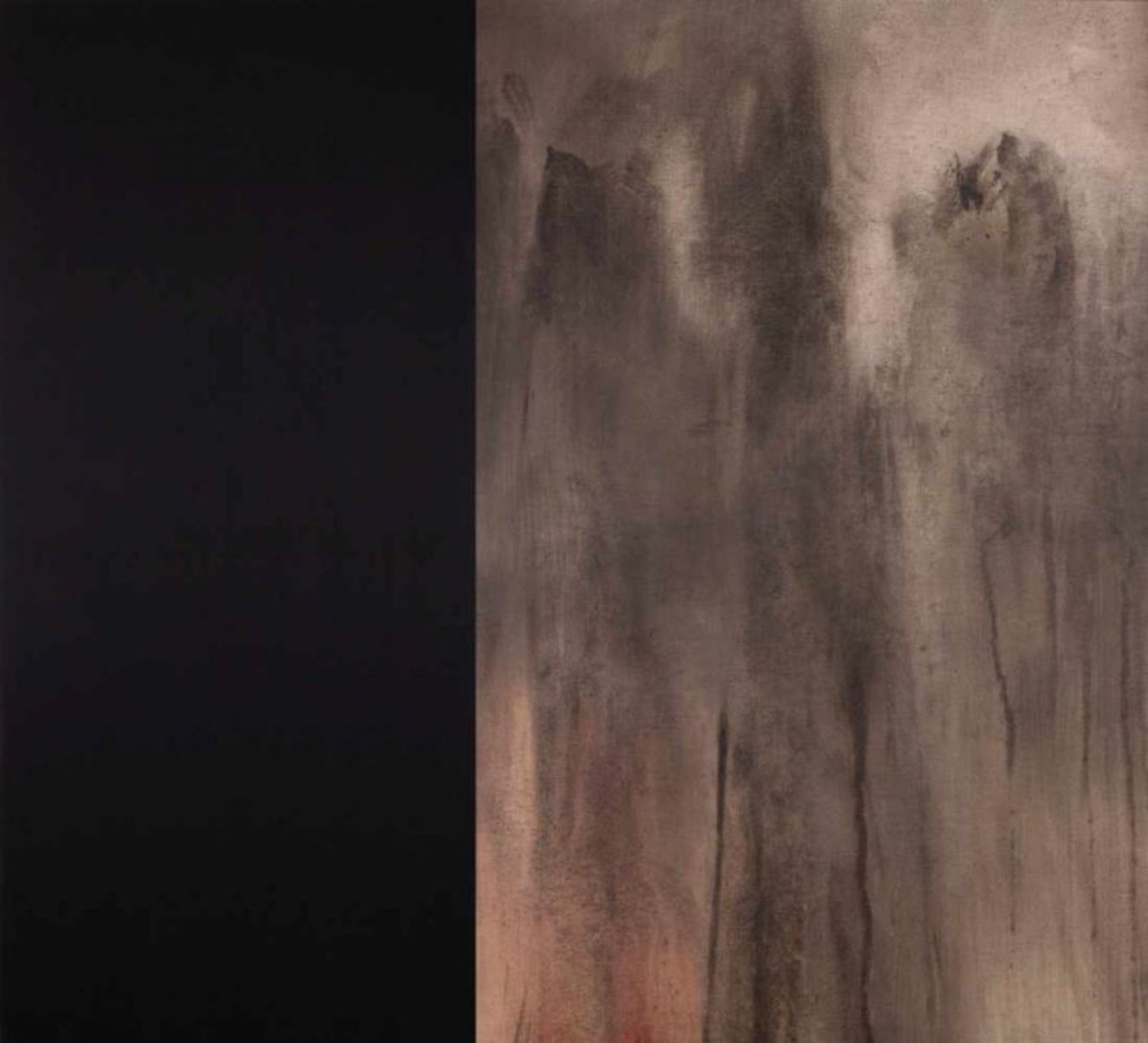 Michael Biberstein (1948-2013) "Shift 3" Diptych Acrylic on canvas and black cotton fabric Signed