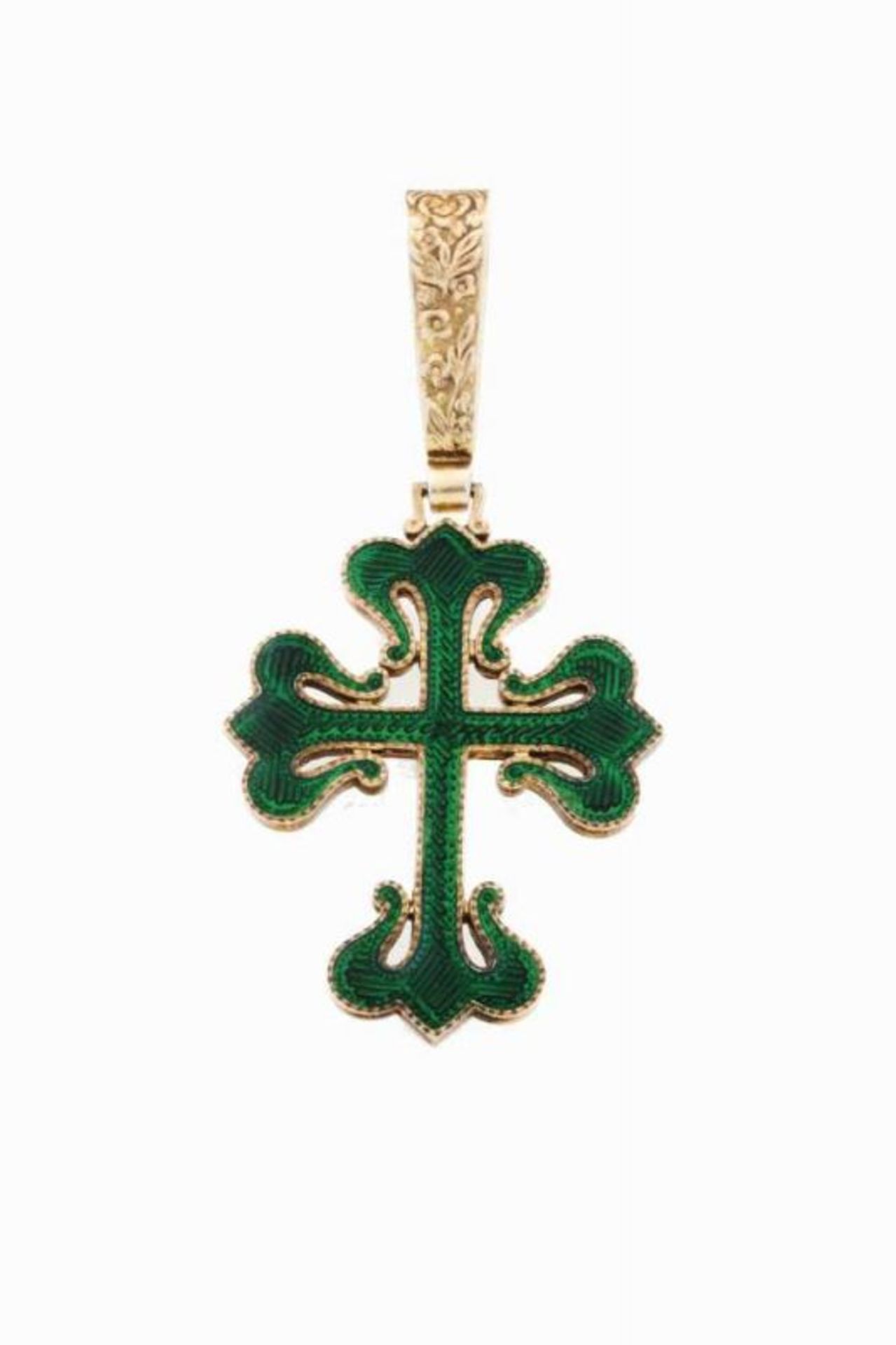 Order of Aviz Commander's pendant Guilloché silver gilt and green enamel Portugal, first half of the