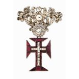 A commander's cross of the Order of Christ Set in silver with "minas novas" (folied quartz and