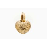 A pendant Gold Heart-shaped with engraved floral decoration Portugal, mid-20th century (wear