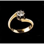 A single stone ring Set in silver and gold with one old European cut diamond weighing approx. 0,62ct