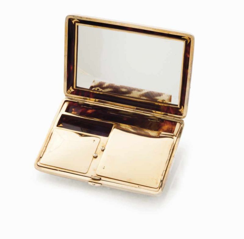 An evening purse Tortoiseshell and silver gilt Tortoiseshell plaques, silver gilt mounts and - Image 2 of 2