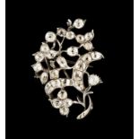 A D. Maria (1777-1816) brooch Set in silver with "minas novas" (foiled quartz) depicting a branch