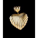 A pendant Gold, designed as a fluted heart Portuguese assay mark (after 1985) (wear signs) Height: