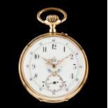 A pocket watch, PHILIPPE & Cie. 18kt gold with guilloché decoration and engraved monogram at the