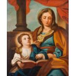 Portuguese school of the 18th century Saint Anne teaching Our Lady to read Oil on canvas (