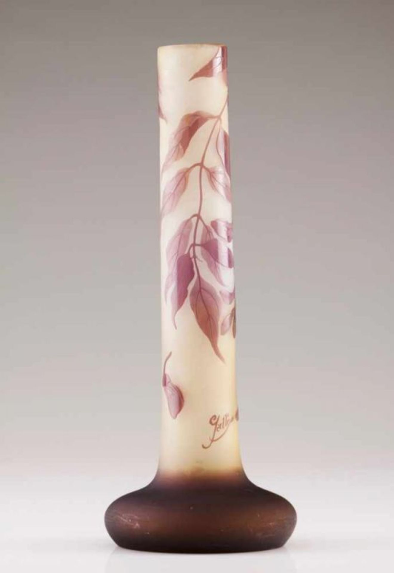 Emile Gallé (1846-1904) AnArt Nouveau vase Vitreous paste Decorated in relief in yellow and