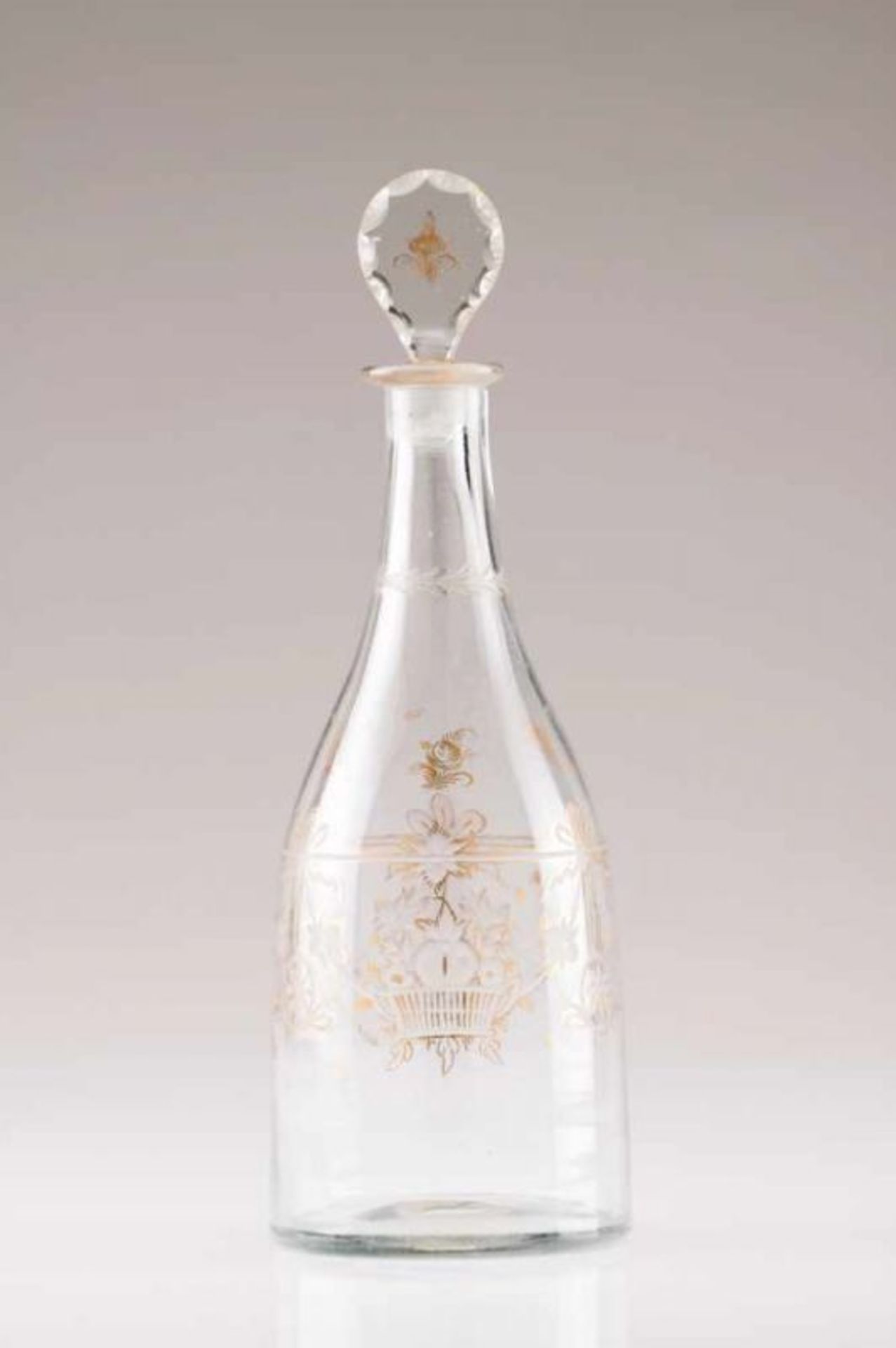 A D. Maria (1777-1816) bottle Blown and molded glass Engraved and gilt decoration depiccting