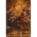 Portuguese school of the 18th century Annunciation Oil on canvas Back with label stating: "this