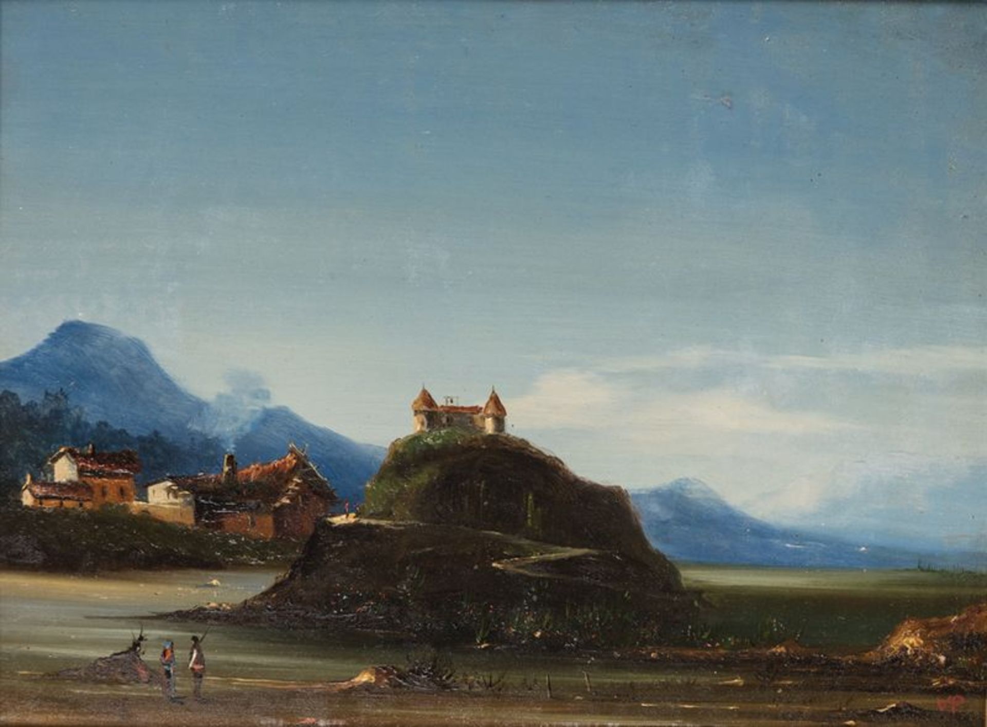 VP - Paysage à la butte - Huile sur cuivre - Monogrammé en bas à droite - [...]