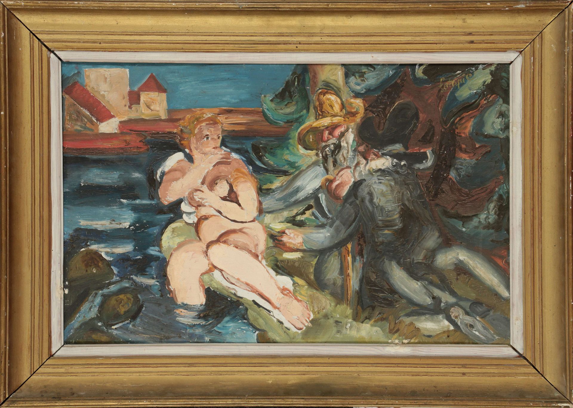 Louis Latapie - (1891-1972) - Suzanne et les vieillards - Panneau - 57 x 90 cm - - Bild 7 aus 9