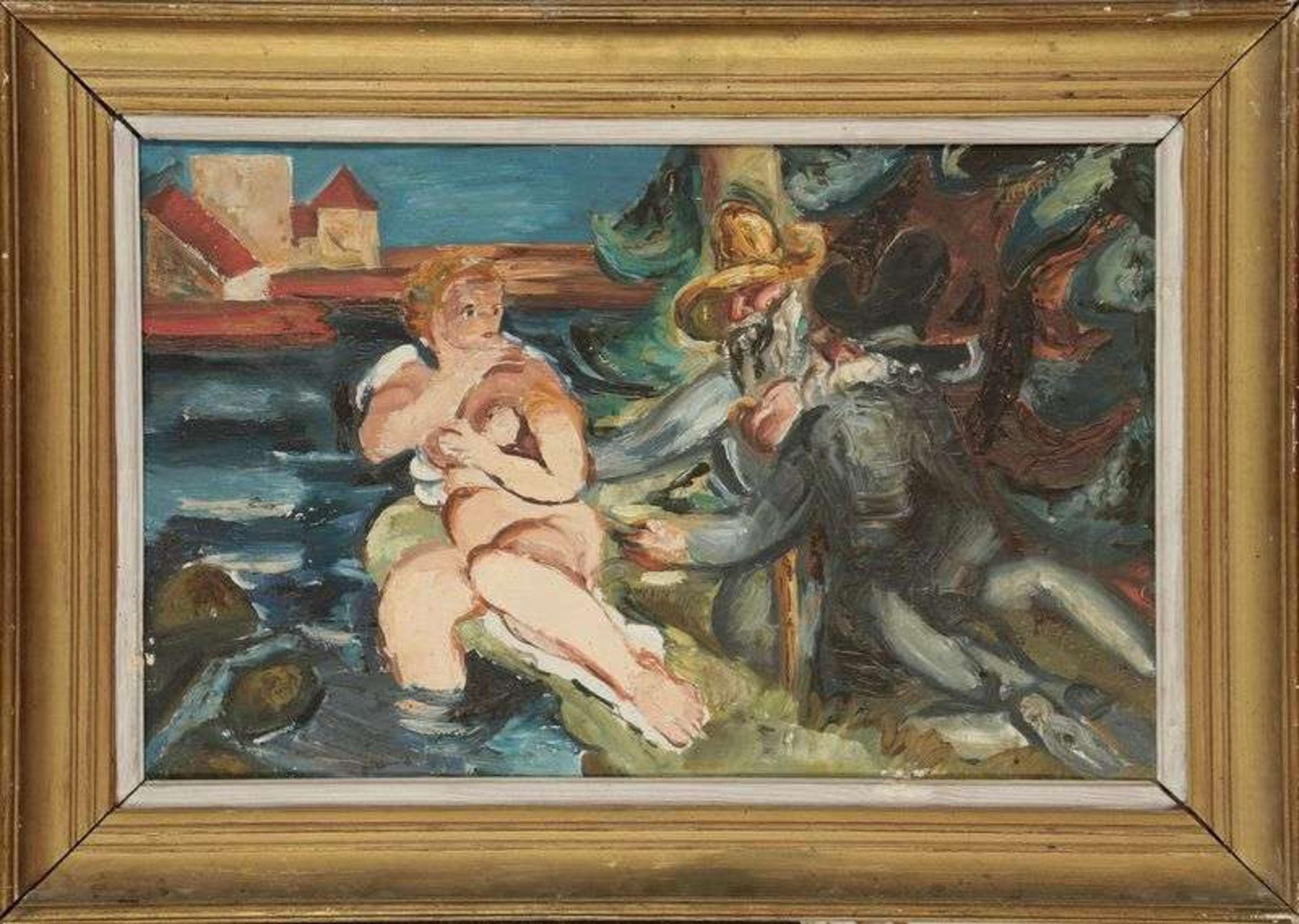 Louis Latapie - (1891-1972) - Suzanne et les vieillards - Panneau - 57 x 90 cm - - Bild 9 aus 9