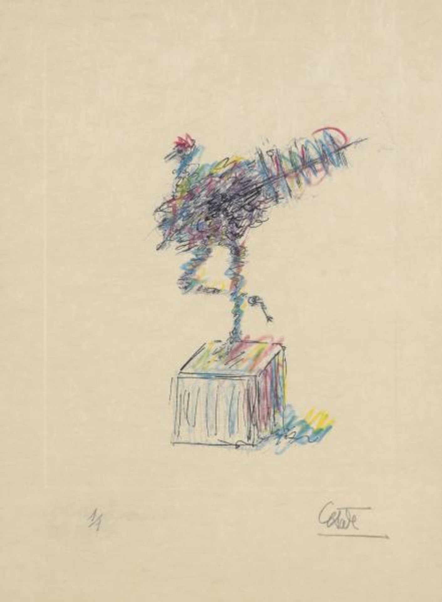 Cesar (1921-1998) - Sans titre, Cocotte - Dessin au crayon gras - sur fond [...]