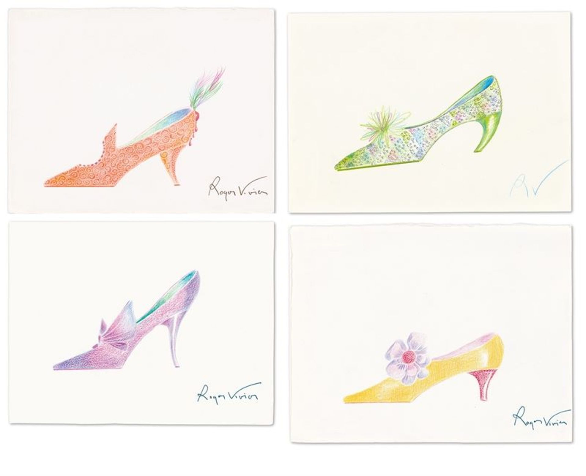 Christian Dior (Granville (Normandie) 1905 – 1957 Montecatini Terme (Toskana)) Vier Entwürfe für
