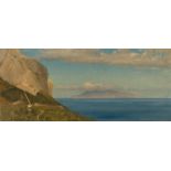 Oswald Achenbach (1827 – Düsseldorf – 1905) Blick von Capri nach Ischia. Um 1857 Öl auf Papier,