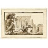 Deutsch, um 1810/20 () Landschaft mit Ruine / Landschaft mit Bauernhaus (2 Blätter). Jeweils