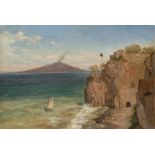 Friedrich Loos (Graz 1797 – 1890 Kiel) Blick von Capri auf den Vesuv. Um 1848/49 Öl auf Papier,
