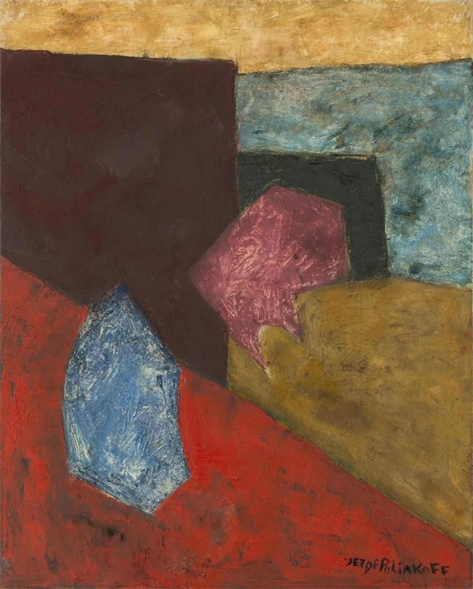 Serge Poliakoff (Moskau 1900 – 1969 Paris) „Composition abstraite“. 1966 Öl auf Leinwand. 81 × 65 cm