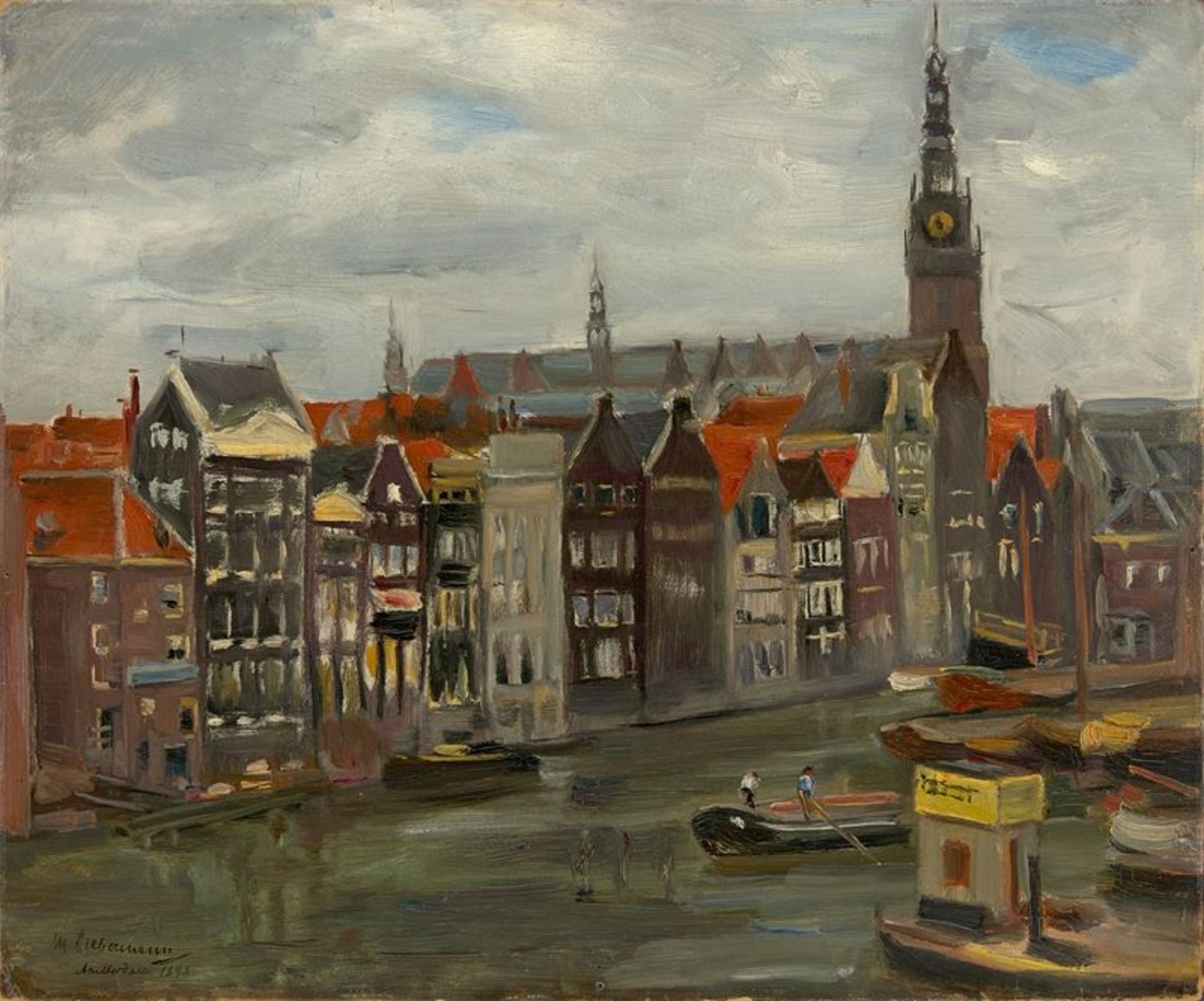 Max Liebermann (1847 – Berlin – 1935) „Amsterdamer Gracht“. 1898 Öl auf Pappe. 38 × 46 cm ( 15 ×