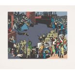 Gerd Arntz (Remscheid 1900 – 1988 Den Haag) „Bürgerkrieg“. 1928/83 Farbserigrafie auf Papier. 32 ×