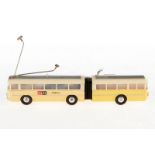 Eheim Trolley Bus mit Anhänger, S H0, Kunststoff, beige, L 19, bespielt 19.50 % buyer's premium on