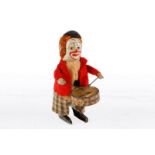 Schuco Clown mit Trommel, Uhrwerk intakt, in Filzkleidung, H 11, Z 2-3 19.50 % buyer's premium on