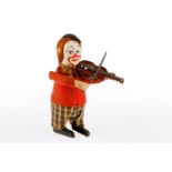Schuco Clown mit Geige, Uhrwerk intakt, in Filzkleidung, H 11, Z 2-3 19.50 % buyer's premium on