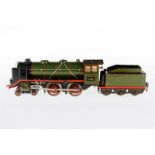 Märklin 2-B Dampflok E 920, S 0, Uhrwerk intakt, grün/schwarz, mit Tender, kW und 2 imit.