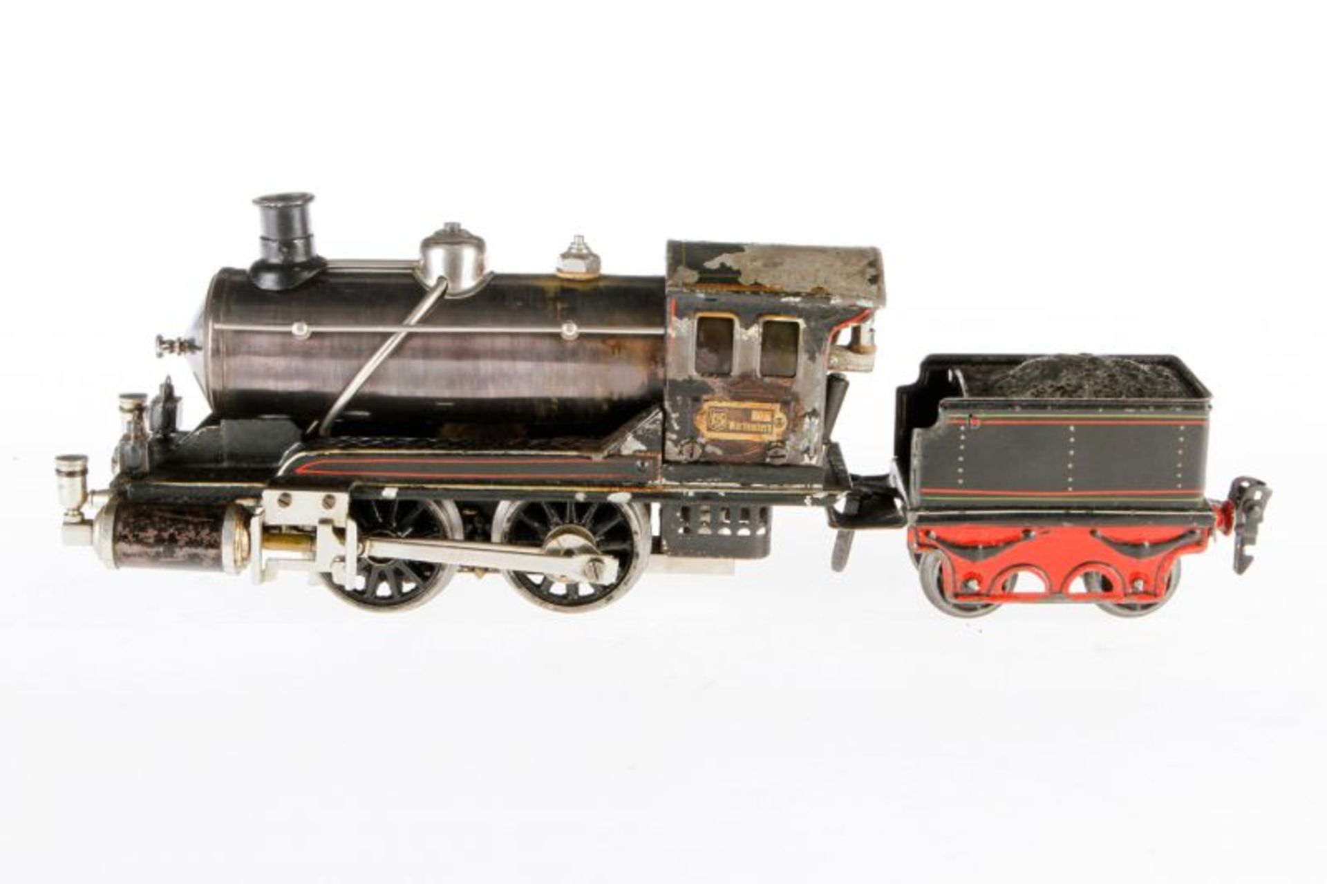 Märklin B-Dampflok, S 0, spiritusbetrieben, HL, mit Tender, Brenner und 2 imit. Stirnlampen, alters-