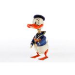 Schuco Donald Duck, Uhrwerk intakt, in Filzkleidung, LS tw ausgebessert, Alterungs- und