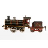 Märklin B-Dampflok 1030, S 0, uralt, Uhrwerk intakt, schwarz HL, mit Tender (CL) und Bremse, LS tw